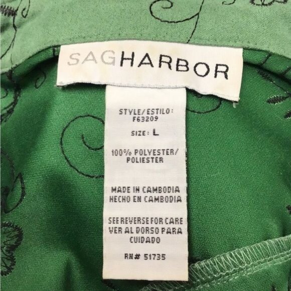 Sag Harbor Long Sleeve Collar Button Down Texture Shirt/Jacket, Green, size L - Picture 5 of 6